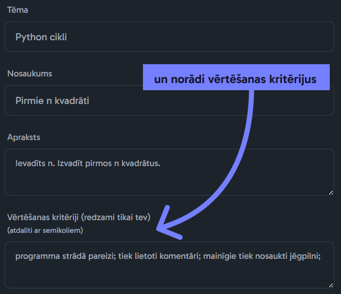 Izveidot Evaluauto uzdevumu